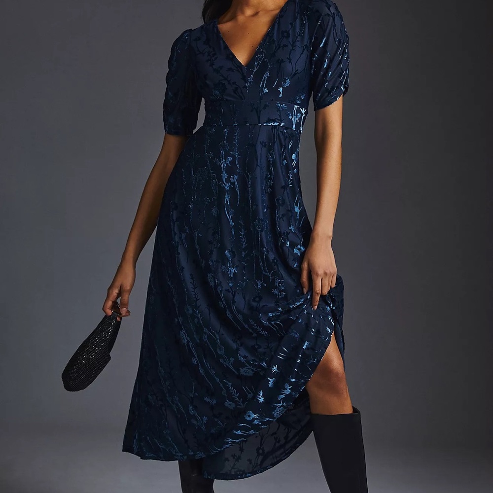 Hutch Puff-Sleeve Velvet Dress